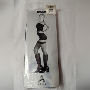 Aire Fishnet Thigh Highs Lace TOP Black NOS 2350 SEXY
